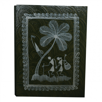 Wooden Tissue Paper Box Warli Painted