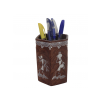 Wooden Pen Stand Warli Painted Hexagonal